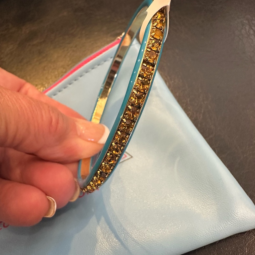 Blue and Gold Bangle Bracelet - Picture 3 of 7